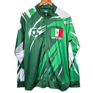 Fast Action Mexico‎ Soccer Track Jacket Full Zip Green White Mens Size M Futbol